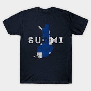 Finland Map and Suomi Flag Souvenir T-Shirt